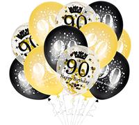 GoldRock Lot de 15 ballons décoratifs pour le 90e anniversaire, pour femme et homme, ballon Happy Birthday, ballon à l'hélium 90, pour fête/décoration de table