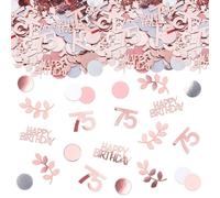 GoldRock Lot de 200 confettis décoratifs pour 75e anniversaire - 2,5 à 5,5 cm - 75 ans - Décoration de table à paillettes - Décoration de table 75 ans - Or rose