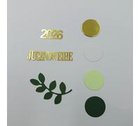 GoldRock Lot de 200 confettis décoratifs pour cérémonie de jeunesse - Grands 2,5 à 5,9 cm - Paillettes - Décoration de table - Vert doré - Confirmation - Fête d'adolescence