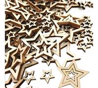 GoldRock Lot de 300 étoiles en bois pour bricoler, décoration de Noël, 3 tailles, petites étoiles en bois, confettis décoratifs, décoration de table, décoration de Noël, loisirs créatifs, étoiles 1 à