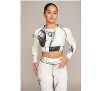 Gold's Gym Helen - Women's Cropped Longsleeve Top Mandrall Abstract Taille: XS | Hauts de sport Outlet | Femme