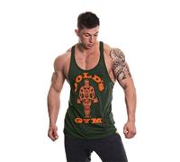 Golds Gym Homme Fitness Tank Top Entraînement Haut de Gamme Muscle Joe Stringer Vest, Armée Marl / Orange, XXL EU