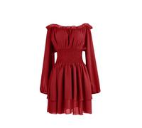 GOLDSTITCH Women Renaissance Medieval Gothic Costume Boho Off Shoulder Peasant Halloween Victorian Mini Dress Ivory S