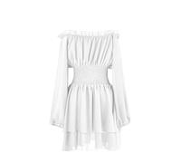 GOLDSTITCH Women Renaissance Medieval Gothic Costume Boho Off Shoulder Peasant Halloween Victorian Mini Dress Black S