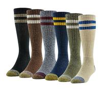GOLDTOE Harrington Crew Socks, Multipairs Chaussettes, Rayures rétro Flocons d'avoine Assorties (6 Paires), L (Lot de 6) Hommes