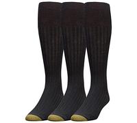 GOLDTOE Men's Windsor Wool Over-The-Calf Dress Socks, 3-Pairs, Black, Large