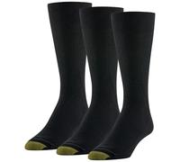 Gold Toe Metropolitan Lot de 3 paires de chaussettes habillées en coton pour homme Contrôle de l'humidité, Noir, 10-13