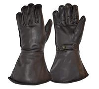 Goldtop Cuir Noir Britannique Laine filée doublé Motorcycle Despatch Rider Gantelets & Aviator Pilotes Gants (XL - 9,5 "à 10")