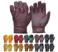 Goldtop Gants de moto en cuir avec manchette courte - Approuvé CE - Rouge sang de bœuf - XXL - 23,5 cm