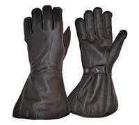 Goldtop Molleton en Cuir Noir doublé Motorcycle Despatch Rider Gantelets & Aviator Pilotes Gants (M - 8,5 "à 9")