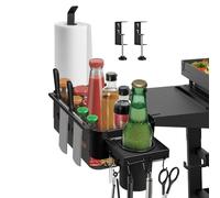 Goldusk Panier de cuisson 6 en 1 pour barbecue avec porte-gobelet/trous de sonde/porte-ustensiles/porte-serviettes en papier/crochets, accessoires de grille pour outils Blackstone, accessoires de