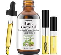 GoldWorld Huile de ricin noire pure 100 % bio pressée à froid, pour cheveux, sourcils, cils, sérum de croissance des cils, huile de ricin pour la peau, le corps, le visage, huiles de ricin non