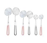 Goldyida Lot de 6 Acier Inoxydable Spider Passoire Pot Ecumoire Inox avec Poignée Longue Cuillère de Cuisine en Acier Inoxydable Passoire à Fondue pour Fondue, Soupe, Thé au Lait 27.5/28.5/30.5cm