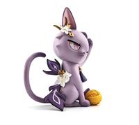 GOLEHS Genshin Impact Cat Figurine de Collection 9,5 cm Mignon Anime Diluc/Enfant/Keqing, Cadeau pour Les Fans et Les Amoureux des Chats