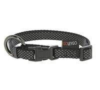 GOLEYGO Laisse plate + collier pour chien Noir Taille M 1,4-2 m Fermeture magnétique sécurisée avec broche adaptateur Laisse pour petits et grands chiens jusqu'à 60 kg Charge maximale 200 kg