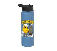 Golf Chick Cartoon Funny Chicks with Sticks Stainless Steel Insulated Water Bottle
