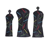 Golf Club Head Cover PU Leather Golf Club Protective Headcover with Rotatable Number Tag, 3 - Piece Set Including Small Medium Large Covers for Driver Fairway Hybrid CLU (Noire)