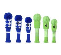 Golf Club Head Covers - Knitted Three Piece Set, Patterned Woolen, Playful Course Equipment Accessories | Premium Headcover Kit for Women Men Golf Storage Carry Bags
