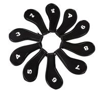 Golf Club Iron Head Covers 10 Piece Set Headcover Shaft Protector Black with White