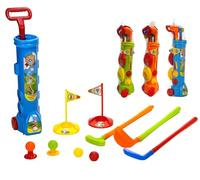 Golf Enfants Ensemble de Jeu Sac avec Roues Trolley 3 Battes 4 Balles 2 Trou avec Drapeau 2 Té Shot Jeu Golf Jeux Enfants Intérieur Extérieur Jeux de Jardin Golf Jeux En Plein Air Mini Golf (a)