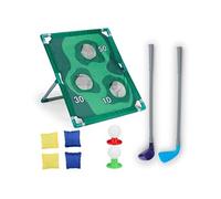 Eddy Toys Set 2en-1 Golf et Cornhole - Jouets à partir de 3 ans - Jouets de plage et de jardin - Pour l'extérieur et l'intérieur - Avec clubs de golf, balles, jeu de lancer et minigolf