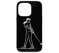 Golf Girl One Line Drawing Coque pour iPhone 13 Pro