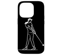 Golf Girl One Line Drawing Coque pour iPhone 14 Pro
