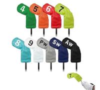 Golf Iron Covers - 7.48 * 2.95 * 1.18in Golf Mesh Iron Set | 9pcs Golfs Head Covers Irons Headcovers Set | Waterproof PU Protective Gôlf Club Headcovers | Head Cover for Golfs Irons Fit Most