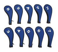 Golf Iron Head Cover Set 10pcs Néoprène Zippered Golf Club Head Covers avec numéro d'impression pour Les golfeurs Royal Blue (Fermeture éclair Noire)