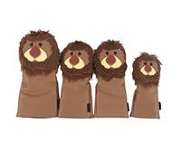 Golf Lion Club Couvre-chefs, Couvre-chef hybride en bois de parcours de parcours mignon, design animal de dessin animé mignon avec plaques d'immatriculation, tissu PU imperméable pour clubs de golf