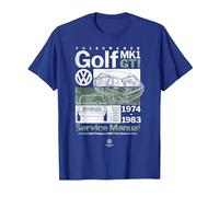Golf MK1 GTI Retro Manuel de Service T-Shirt, Homme, Bleu Royal, L