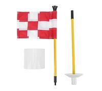 Golf Pin Flag Hole Tasse Ensemble Portable 2 Section Détachable Mini Putting Green Flagstick Yard Practily Supplies for Backyard Training Abs Abs Plastic Fiberglass Nylon (Grille Rouge Blanche)