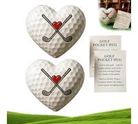 Golf Pocket Hug, Heart - Shaped Golf Ball Decor，Motivational Golfs Token with Message Card，Pocket Heart Cards - Golfs Theme Encouragement Decoration，for Adults Friend Coworker-2pcs