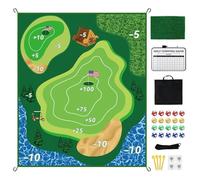 Golf Practice Mat - Double Sided Replaceable Training Equipment for Sports | Adult Size Adhesive Mat with 20 Built in Balls | for Indoor Outdoor Home Backyard Range Office Lawn Garage Courtyard