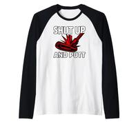 Golf Putter Shut Up and Putt Funny Golfing Slogan Manche Raglan