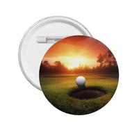 Golf sport at sunset - Print Custom Round Enamel Pin - Badge en alliage métallique pour veste, sac, idée cadeau., M, Plastique