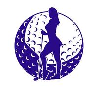 golfeuse, club de golf, balle de golf, joueur de golf Stickers muraux 54.6x58.1cm Culture du tatouage Bleu foncé