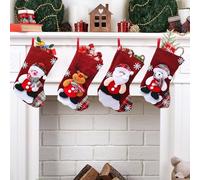 Golgner Lot de 4 grandes chaussettes de Noël, chaussettes de Saint-Nicolas, décoration de Noël pour remplir des objets, cheminée, mur, arbre de Noël, escalier, 23 cm