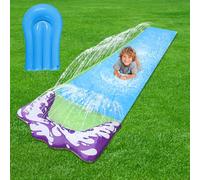 Golgner Toboggan aquatique gonflable de jardin pour enfants, 480 x 70 cm, avec planches de bodyboard, arroseur intégré, pour pelouse, jardin et extérieur