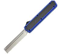 Golgoth G11A4 Bleu. Couteau automatique OTF peigne acier D2 manche aluminium bleu et fibre de carbon