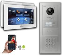 Goliath 2-fils BUS Video Doorbell : maison de 2 familles, code numérique, affichage, argent : 7 pouces en blanc : Boîte d'encastrement Sélection du moniteur : 7 pouces en blanc Boîte de montage de la