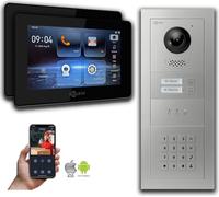 Goliath 2-fils BUS Video Doorbell : maison de 2 familles, code numérique, affichage, argent : Boîte d'encastrement : 7 pouces en noir Sélection du moniteur : 7 pouces en noir Boîte de montage de la so