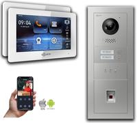 Goliath 2-fils BUS Video Doorbell : maison de 2 familles, empreinte digitale, affichage, argent : Boîte de montage en saillie : 7 pouces en blanc Sélection du moniteur : 7 pouces en blanc Boîte de mon