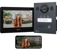 GOLIATH Basic interphone vidéo, bus 2 fils, écran 7", sonnette de porte encastrée avec caméra, interphone avec ouvre-porte et sonnette, maison 1 famille, Plug & Play, Smartphone App, AV-BLS-02U