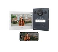 Goliath Basic Line Interphone-portier vidéo 2 fils blanc/anthracite : Boîte d'encastrement : 1 moniteur Nombre de moniteurs : 1 moniteur Sonnette de porte Boîte de montage : Boîte d'encastrement