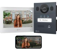 Goliath Basic Line Interphone-portier vidéo 2 fils blanc/anthracite : Boîtier en saillie : 1 moniteur Nombre de moniteurs : 1 moniteur Sonnette de porte Boîtier de montage : Boîtier en saillie