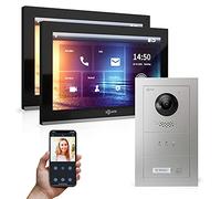 Goliath Interphone vidéo Hybride - IP - Full HD - Application - 1-am - 2 écrans tactiles 10" - Station de Porte encastrée en Aluminium - Module de rétroaction - Ultra Grand Angle 180° - AV-IPS-522