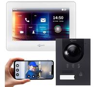 GOLIATH IP Kit d'interphone vidéo en saillie pour une maison familiale (anthracite 180° station de porte, 7" écran tactile blanc, App)