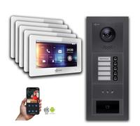 Goliath IP portier vidéo : 7 pouces 5 maisons familiales, RFID, affichage, anthracite : 7 pouces blanc : Boîte de montage en surface Couleur du moniteur : 7 pouces blanc Montage : Boîte de montage en 