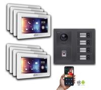 Goliath IP portier vidéo : 7 pouces 8 maison familiale, empreinte digitale, anthracite : 7 pouces blanc : boîte de montage en surface Couleur du moniteur : 7 pouces blanc Montage : boîte de montage en